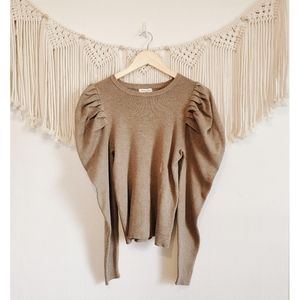 Prologue Brown Puff Shoulder Sweater sz XS